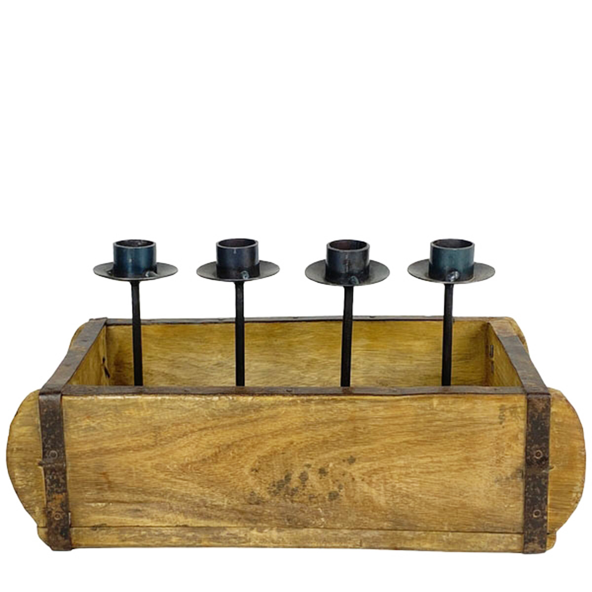 Holzkiste Kerzenhalter Antique, geeignet für 4 Stabkerzen, 31x15cm
