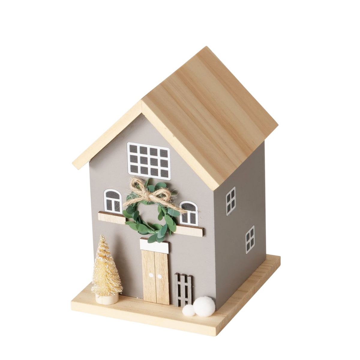 Deko Holzhaus Weihnachten, Weihnachtshaus Liv mit Tannenbaum, grau, Boltze Home Collections