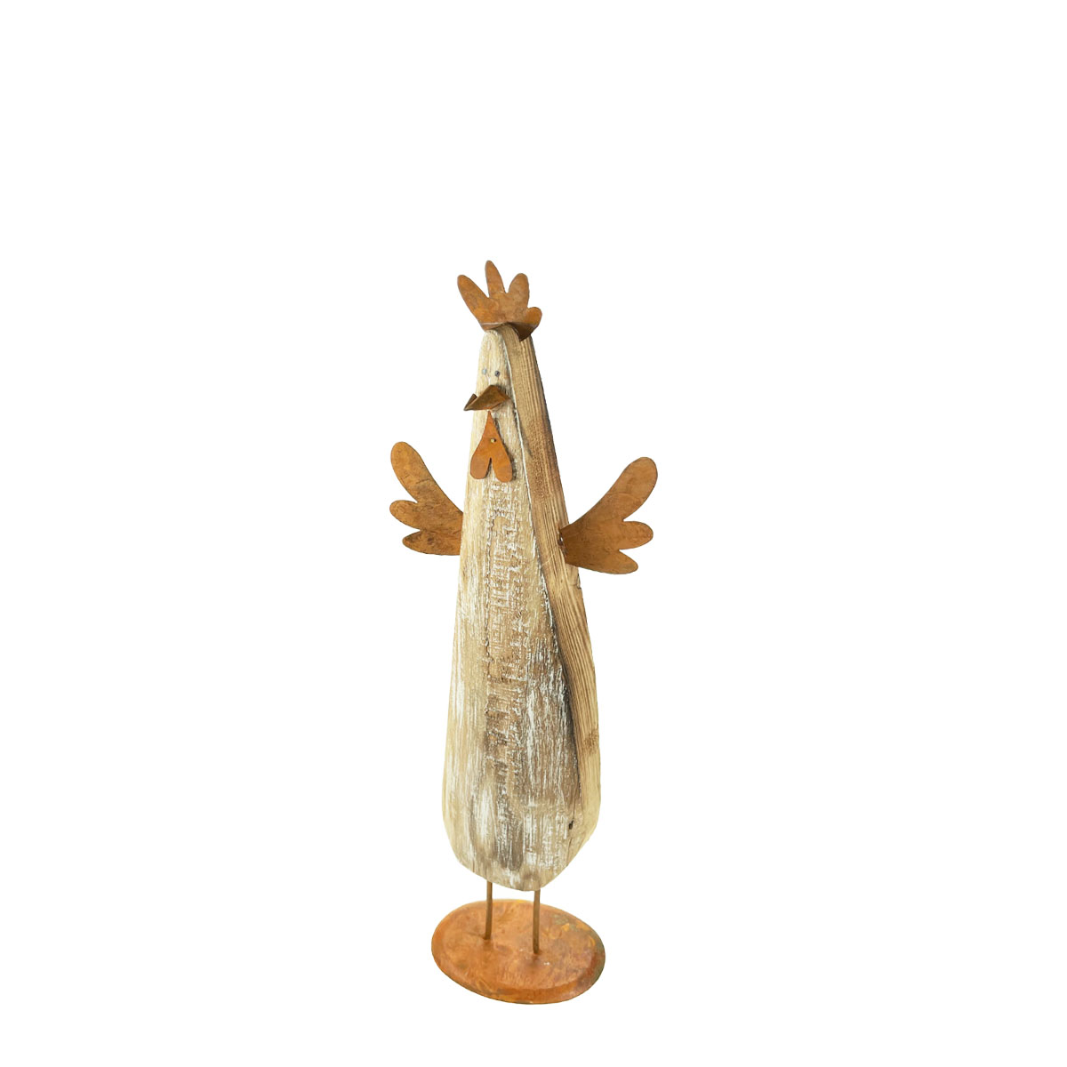 Huhn used look 30cm Holz/Edelrost