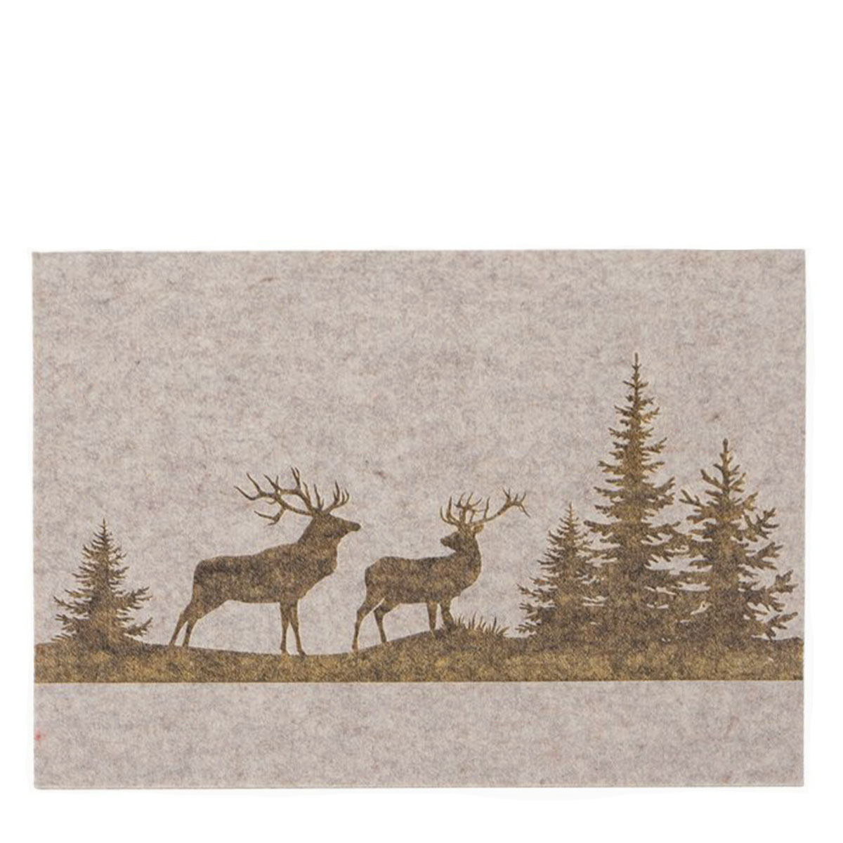 Filz Tischset Hirsch Ludwig, Hirsche im Wald, beige, 45x35cm, Boltze