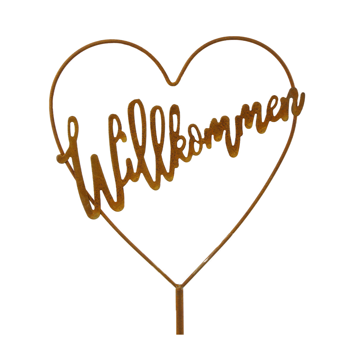 Gartenstecker Herz, Willkommen, 25x117cm, Rost