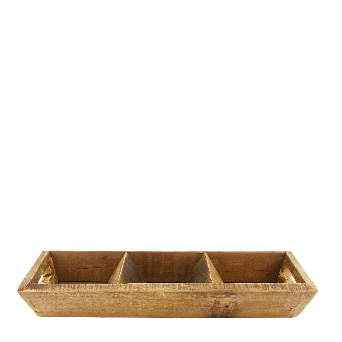 Holzschale recycelt, mit 3 Fächer, 57x18cm