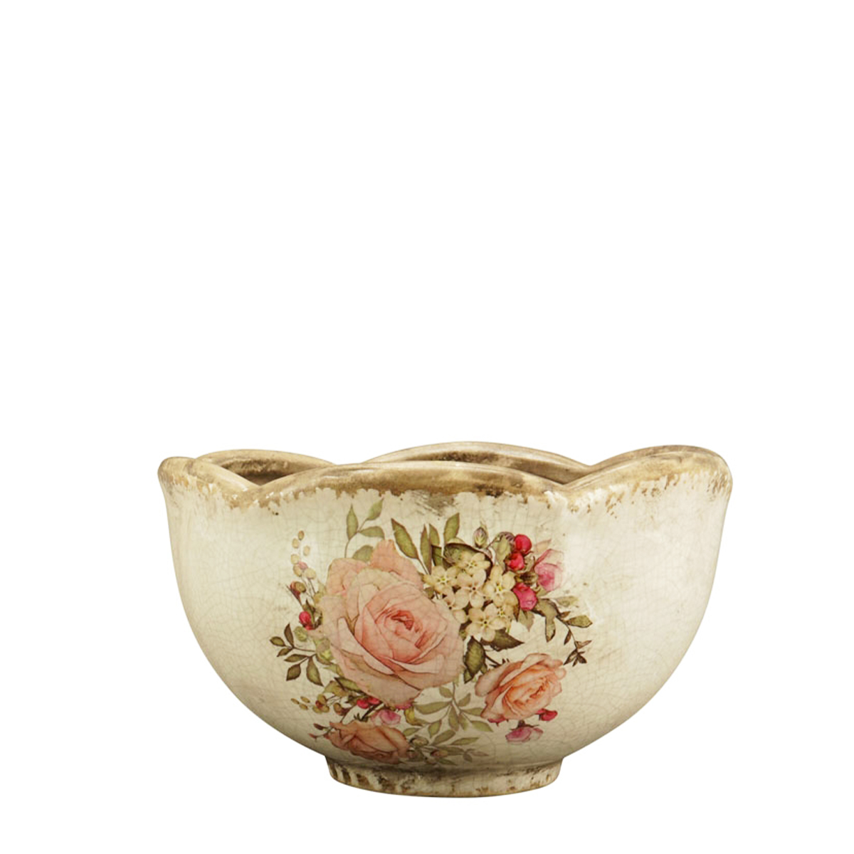 Steingut Schale, Rosen, 20x12cm