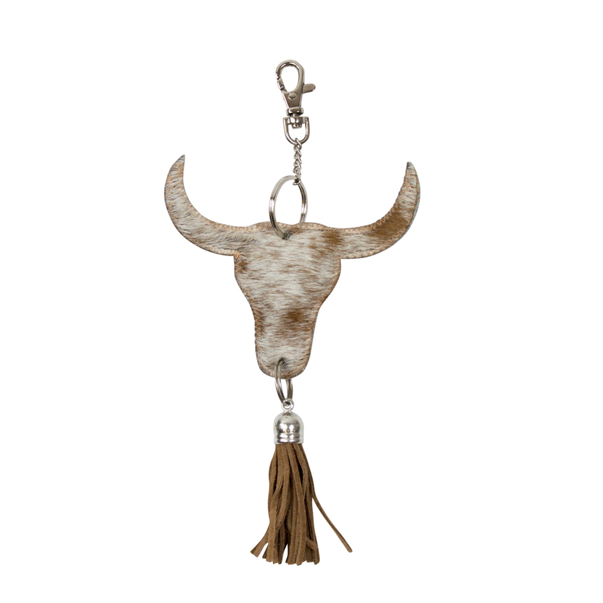 Fell Schlüsselanhänger, Stier mit Quaste, braun, 10cm, Mars & More