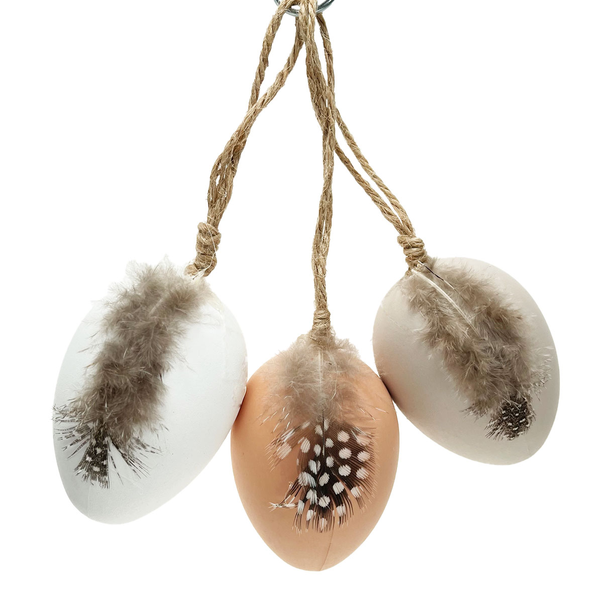 Eier mit Feder 3 St/Box Kunststoff Hänger