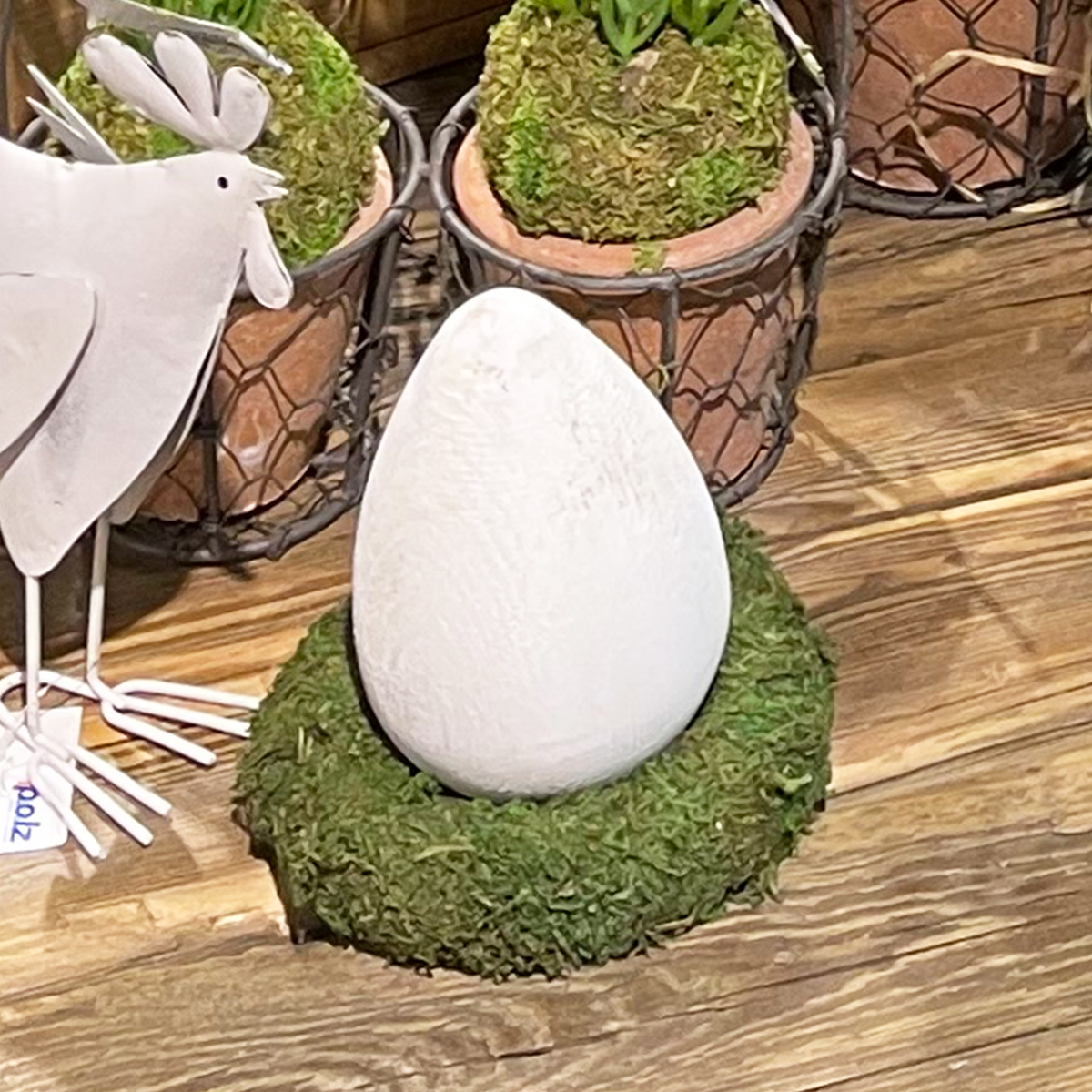 Deko Holz Ei, weiß, used look, 8cm