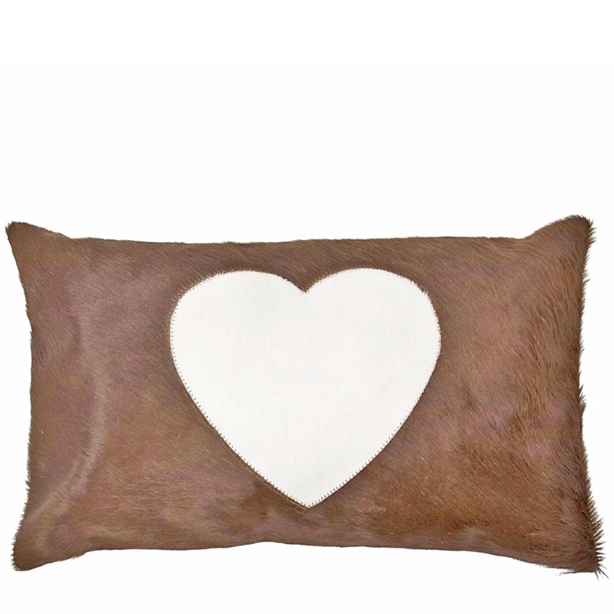 Fellkissen Herz, Kuhfell mit Herzapplikation braun, 30x50cm, Mars & More