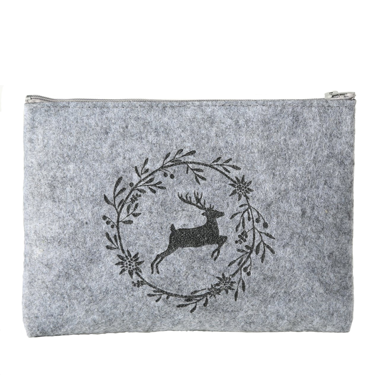 Filz Tasche, springender Hirsch, helles grau, 22cm, Boltze