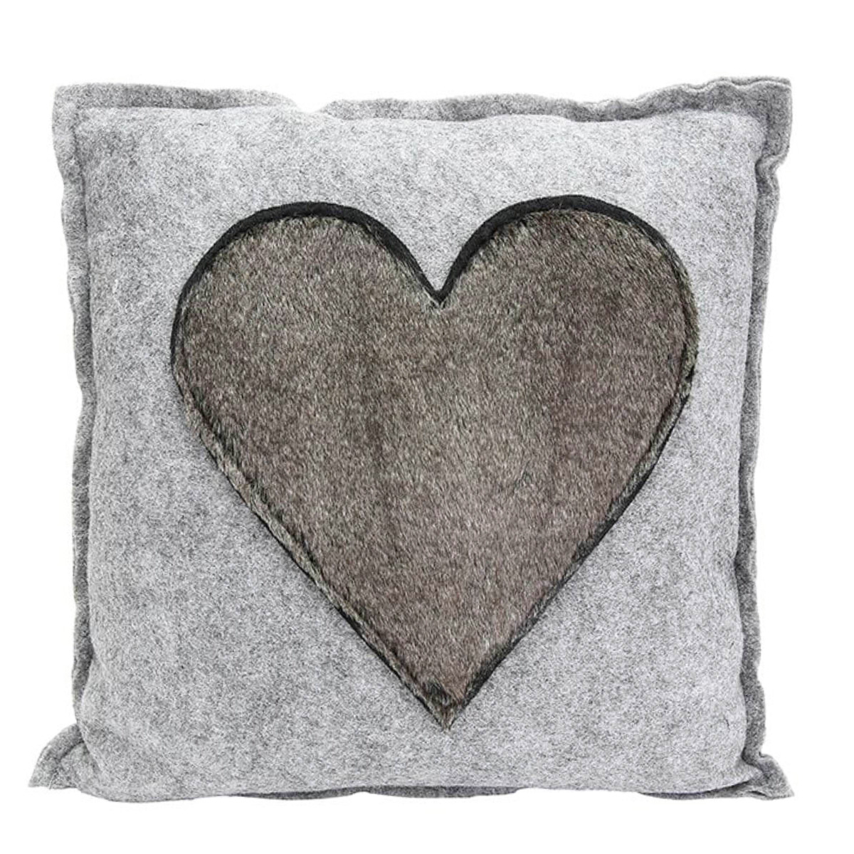 Filzkissen, Kissen mit Herz aus Plüsch, 45x45cm, Gilde