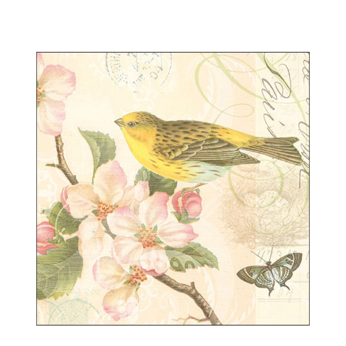 Ambiente Papierservietten, Vogel, Bird And Blossom, Lunch, 33x33
