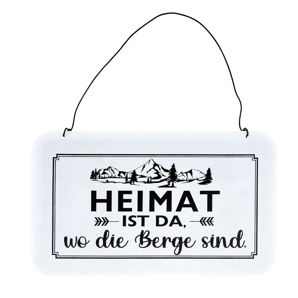 Metall Schild mit Spruch: Heimat ist da, wo die Berge sind, 24x14cm, Gerrys Garden